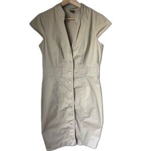 Khaki Womens Career Dress Safari Midi Coquette